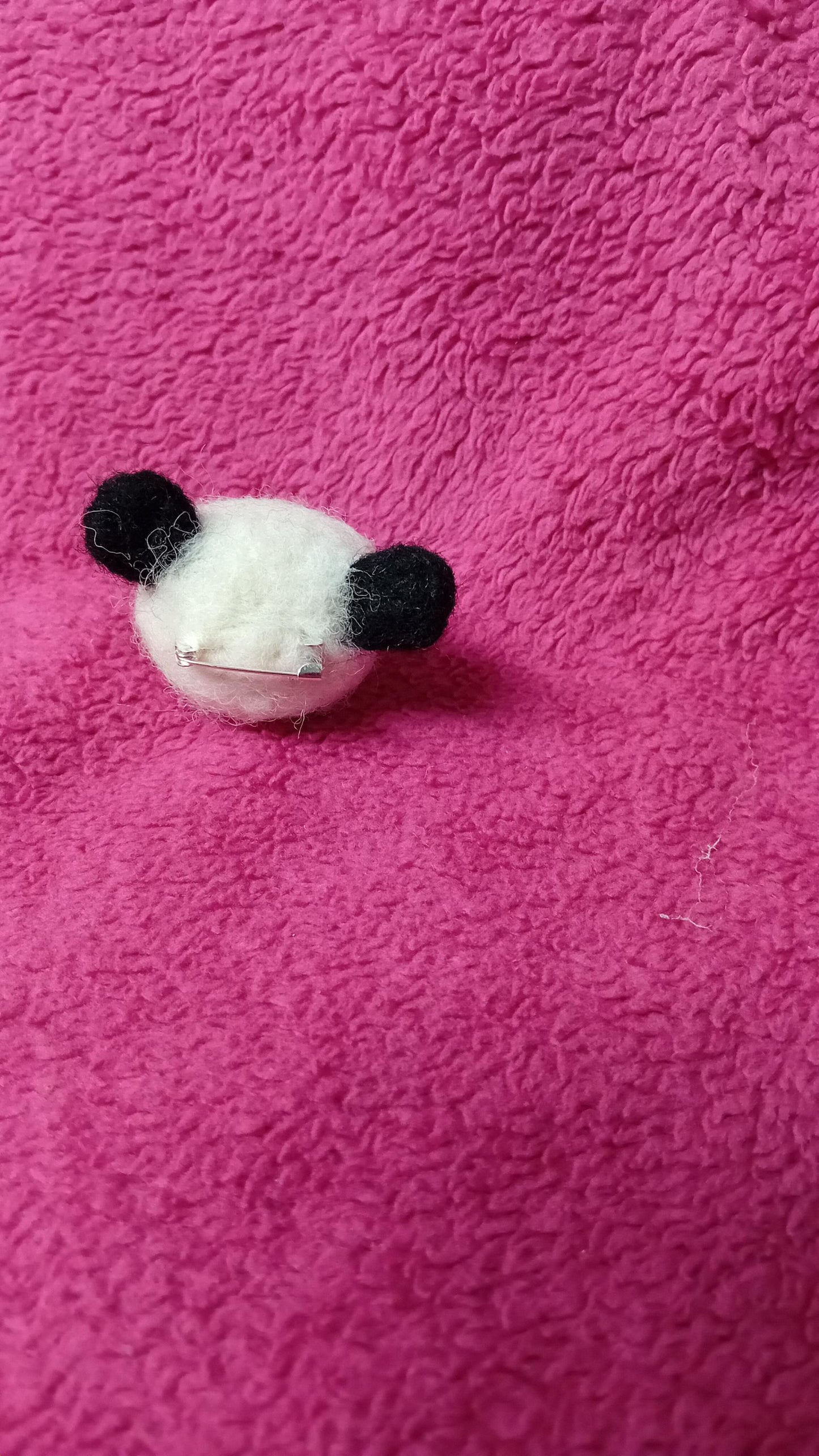 Handmade Needlefelt Panda Badge: Wool Animal Pin,secret santa