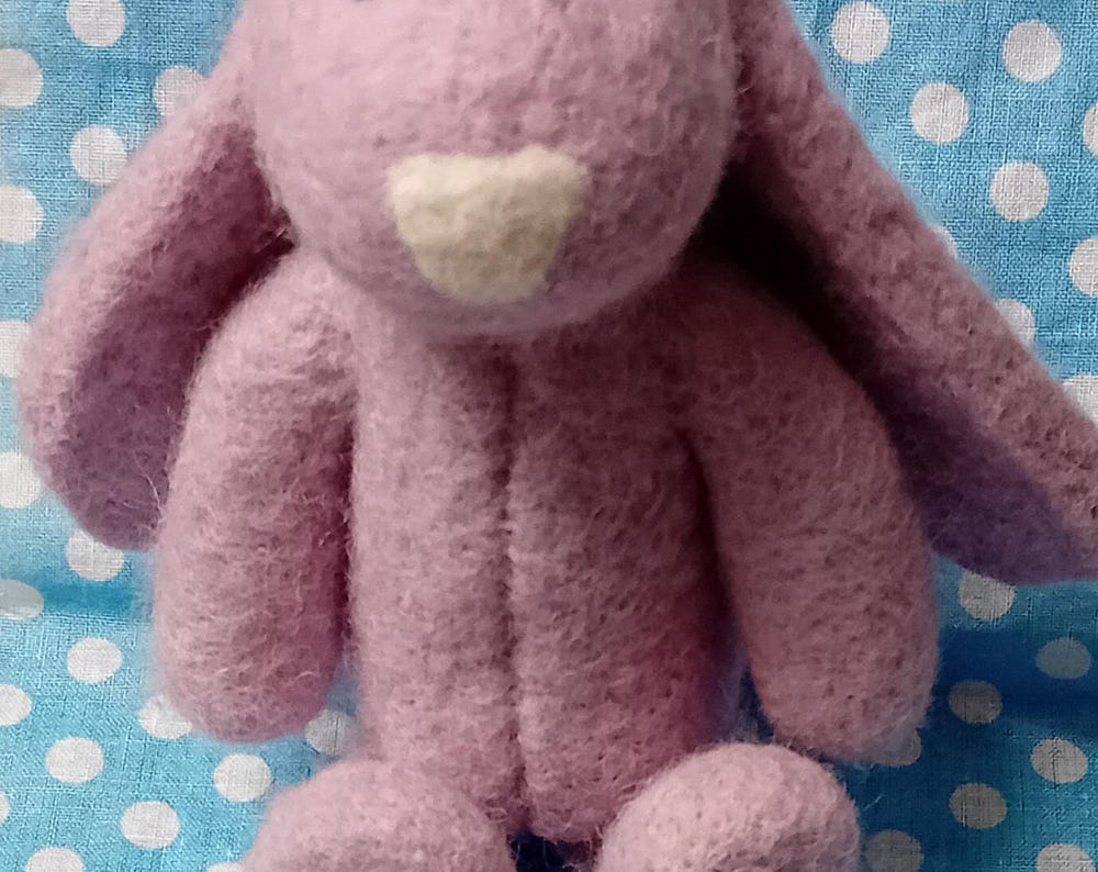 Handmade needlefelt Jellycat inspired bunny in lilac 14cm