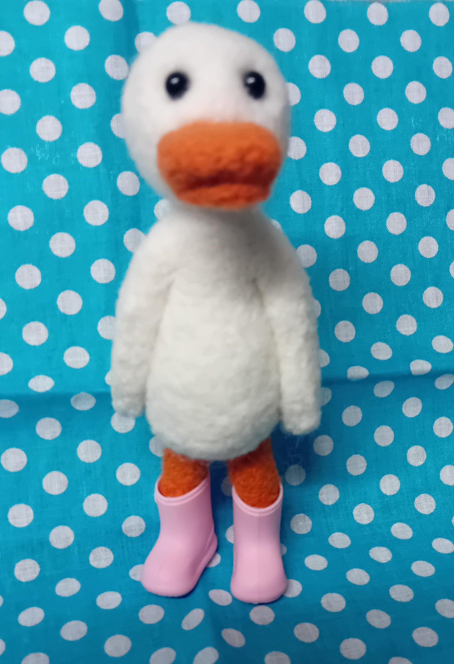 Needlefelt duck in welly boots, unique gifts for mum dad nan grandad sister friend. duck.wellys. duck gifts
