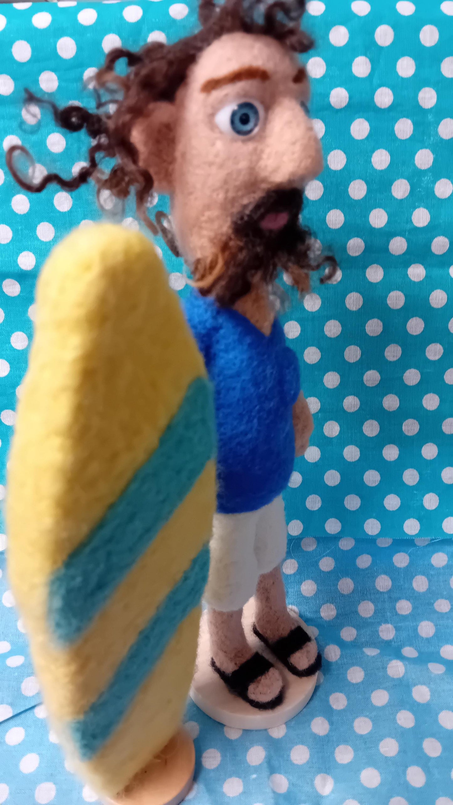 Needlefelt Man Surfer with Surfboard: Beach Decor