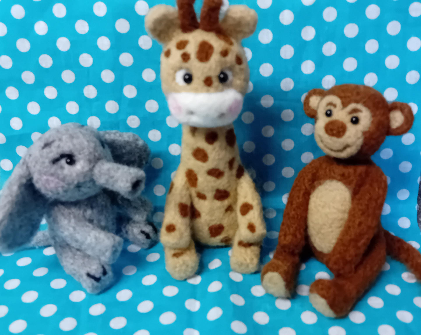 Needlefelt Zoo Animal Cake Toppers: Giraffe, Monkey, Elephant