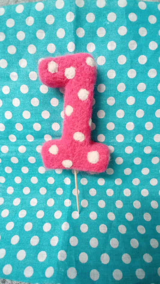 Needlefelt 1st Birthday Cake Topper: Pink Keepsake Decoration