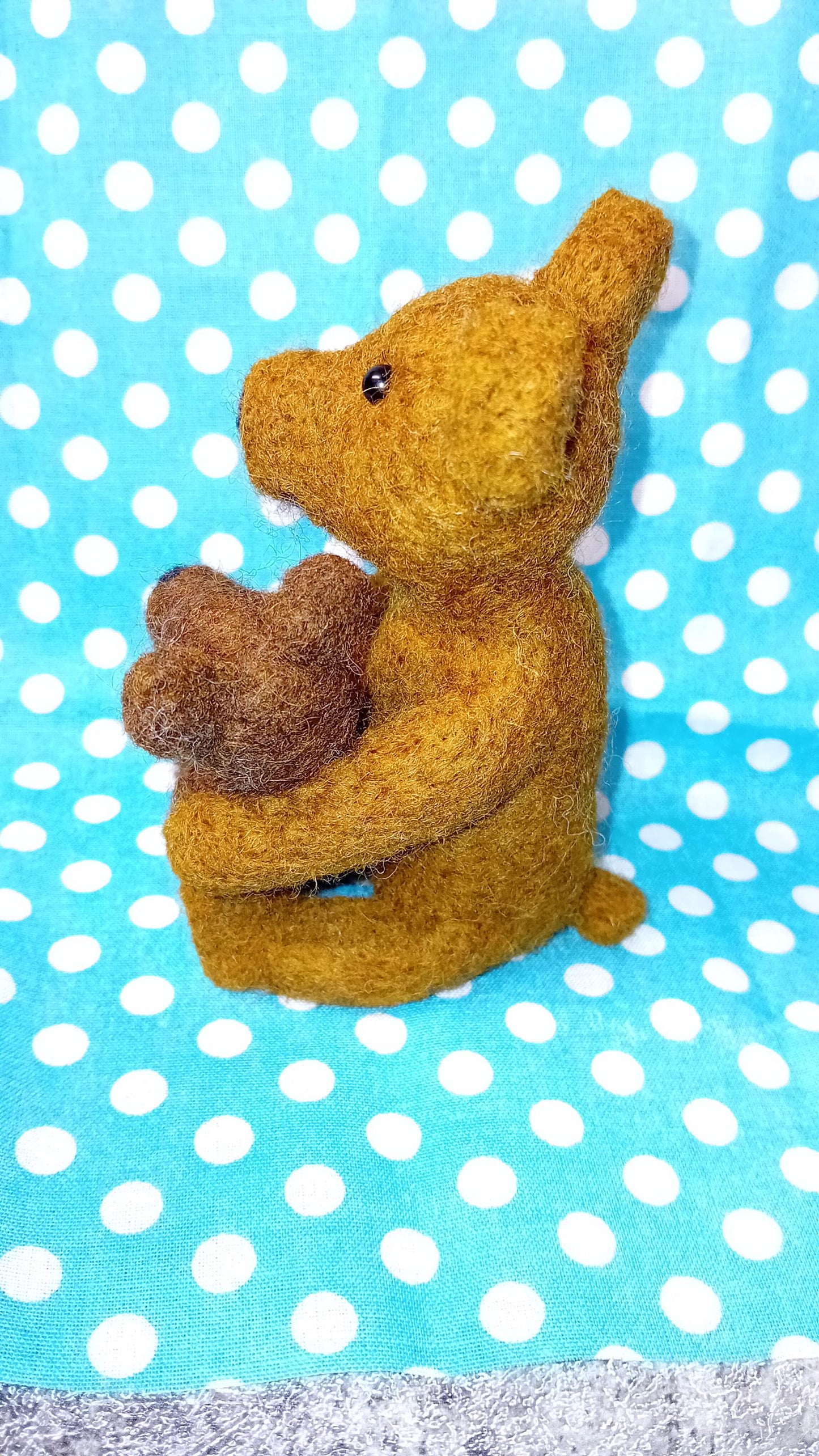 Needlefelt Bear with Cub: Unique Animal Lover Gift