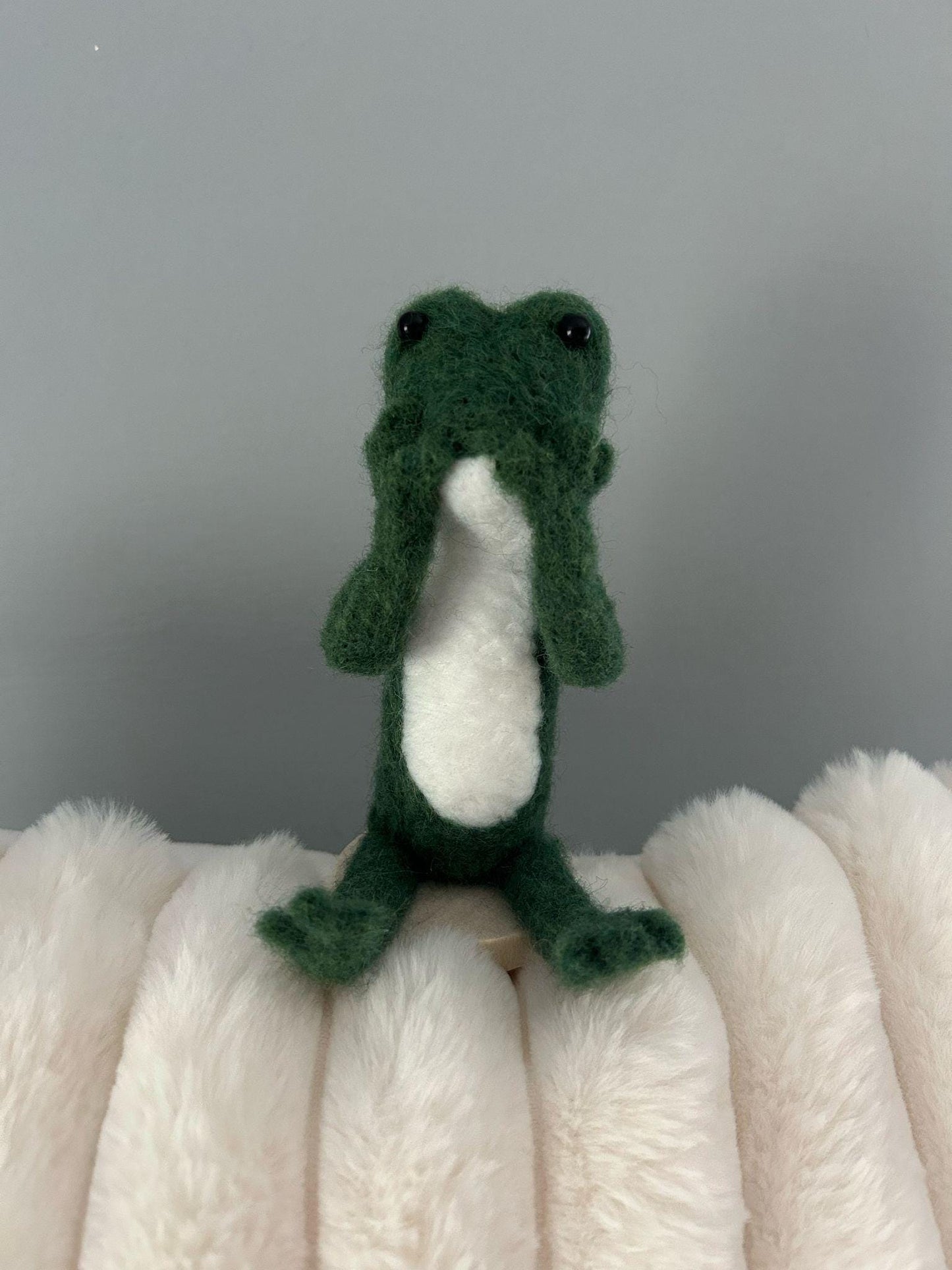Handmade Needlefelt Frog: Wool Animal Gift (12cm)