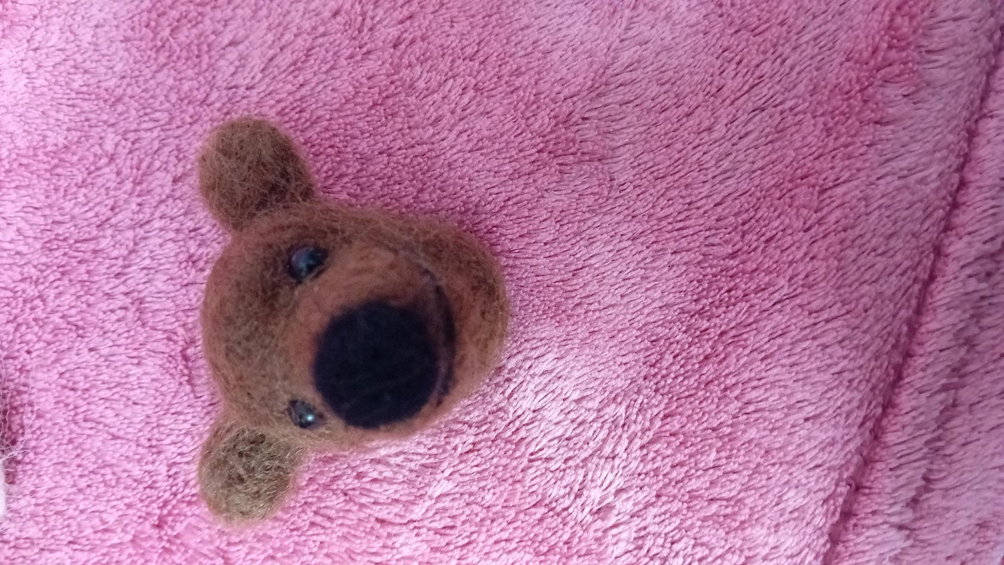 Handmade Needlefelt Animal Badge: Wool Felt Pin,secret Santa