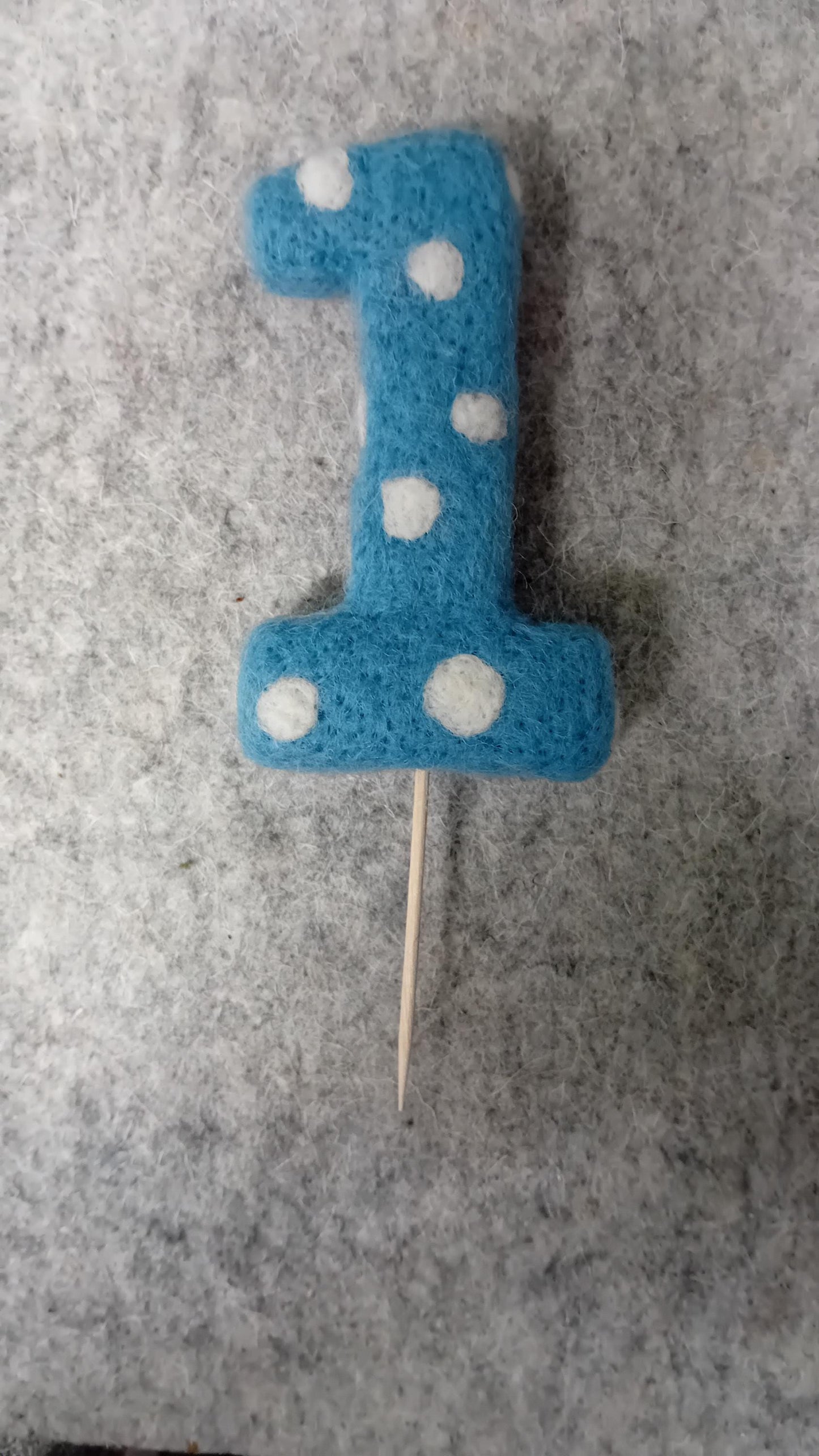 Needlefelt First Birthday Cake Topper: Blue Keepsake