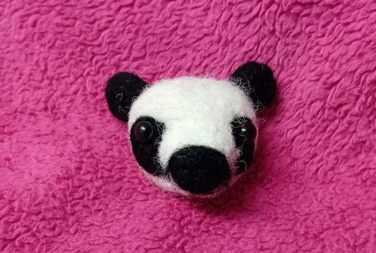 Handmade Needlefelt Panda Badge: Wool Animal Pin,secret santa