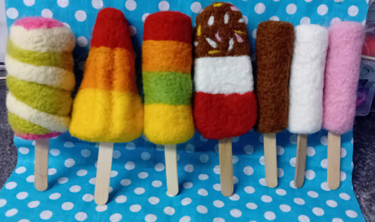 Needlefelt lollys,fab,rocket,twister, rainbow,mini milk. unique gift . fake food. ice lollys