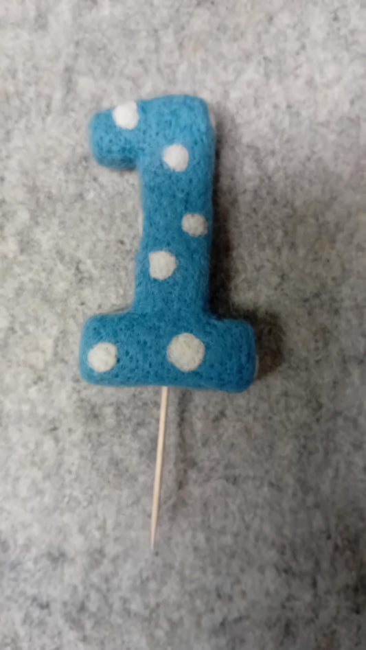 Needlefelt First Birthday Cake Topper: Blue Keepsake