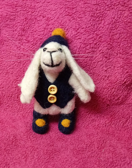 Needlefelt Rabbit Animal: Handmade Wool Felt Gift