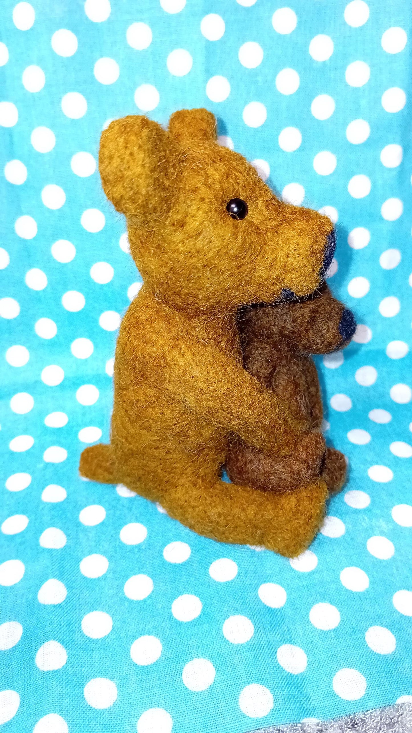 Needlefelt Bear with Cub: Unique Animal Lover Gift