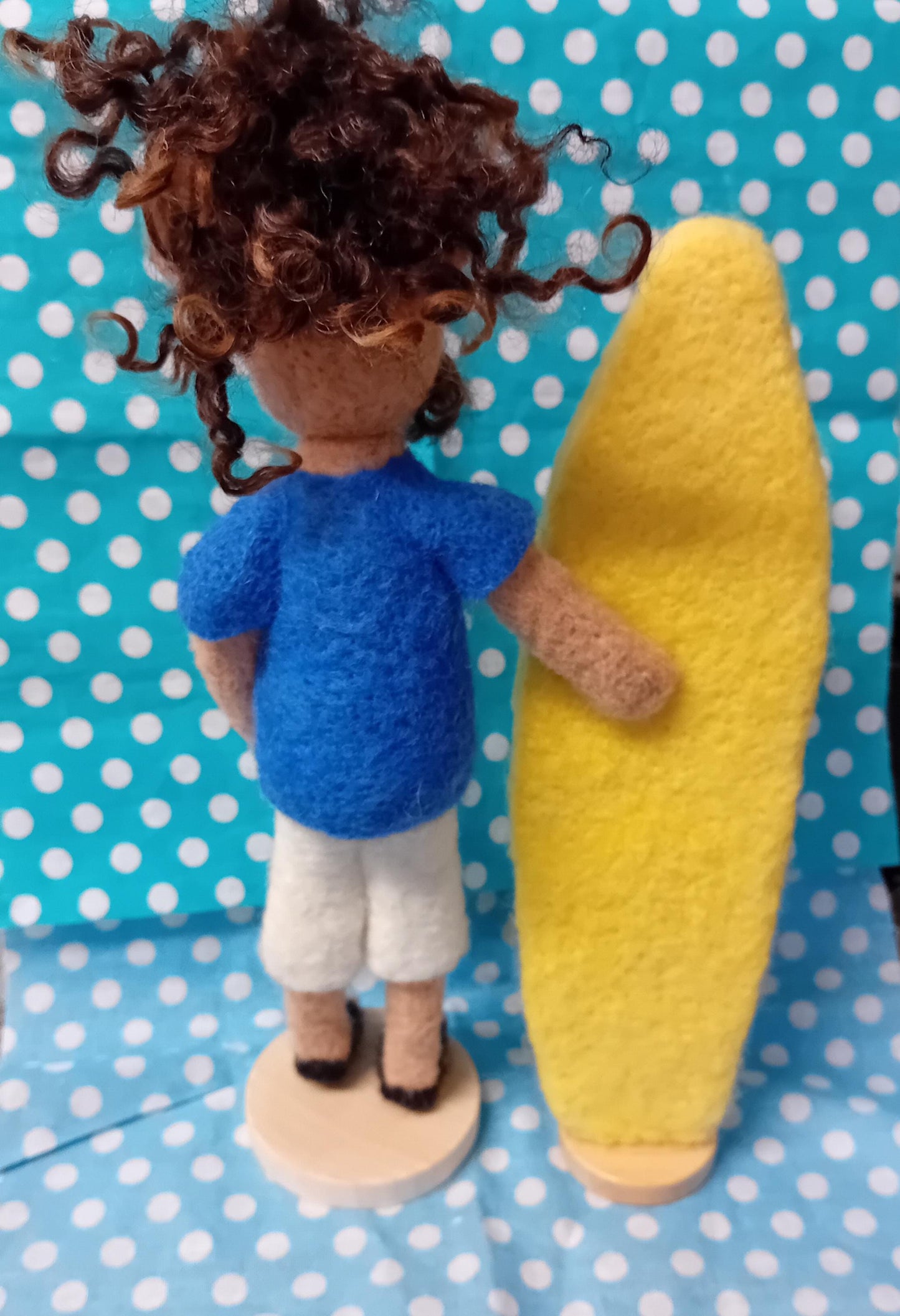 Needlefelt Man Surfer with Surfboard: Beach Decor